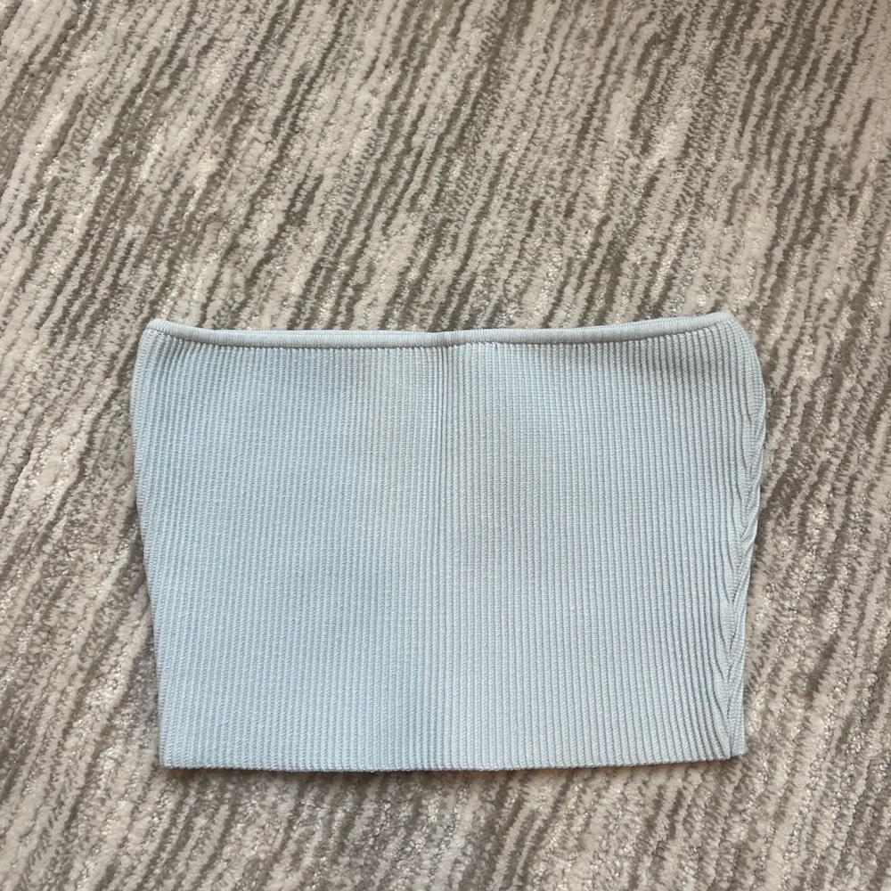 Babaton Light Blue Ribbed Tube Top